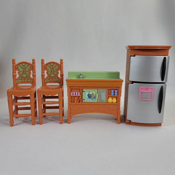 Fisher Price Mattel Loving Family Dollhouse Furniture  Fridge Chairs Island Sink - Picture 2 of 14